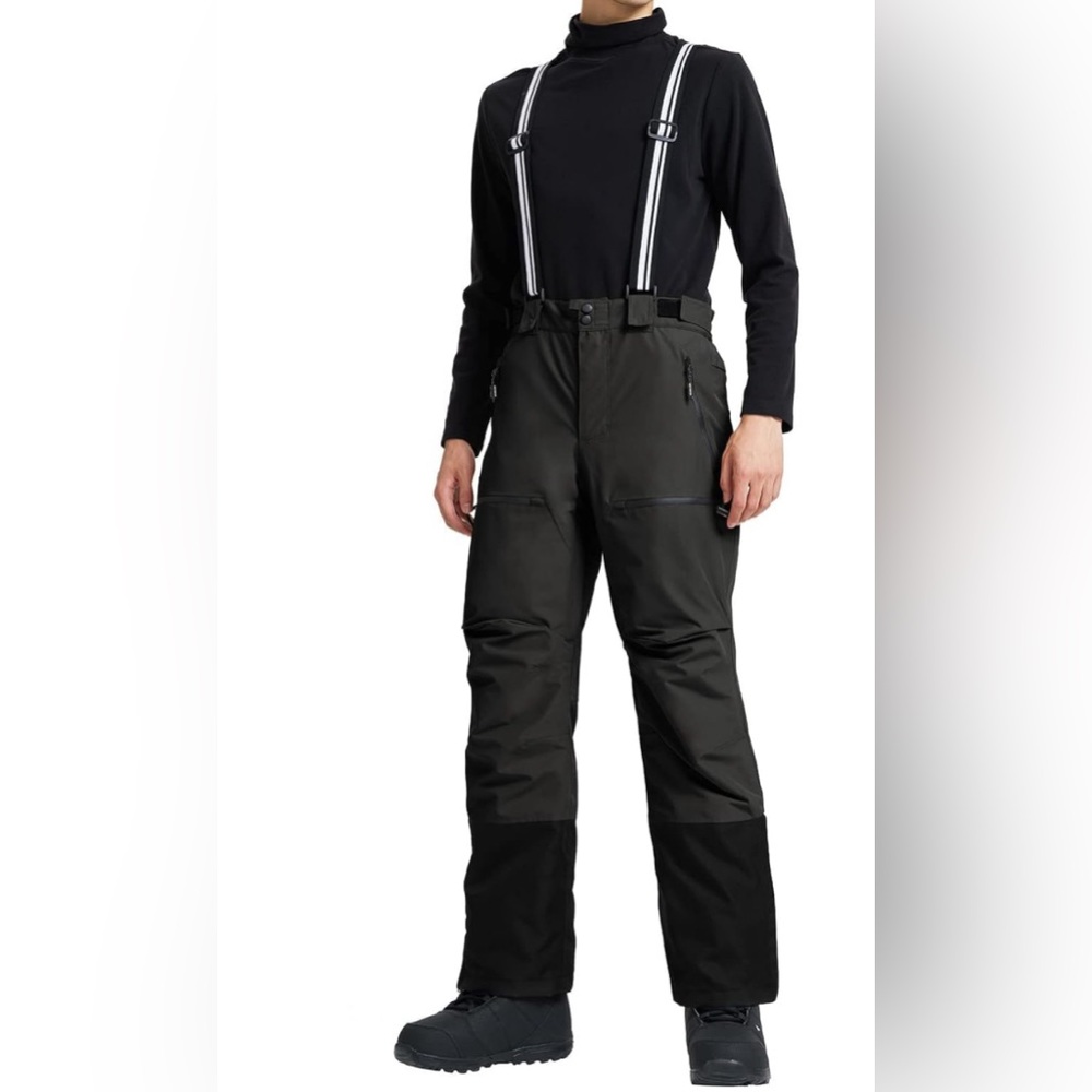 New Snow Sz XL Ski Pants Snowboard Hiking Outdoor Zipper Bottom Leg Suspenders